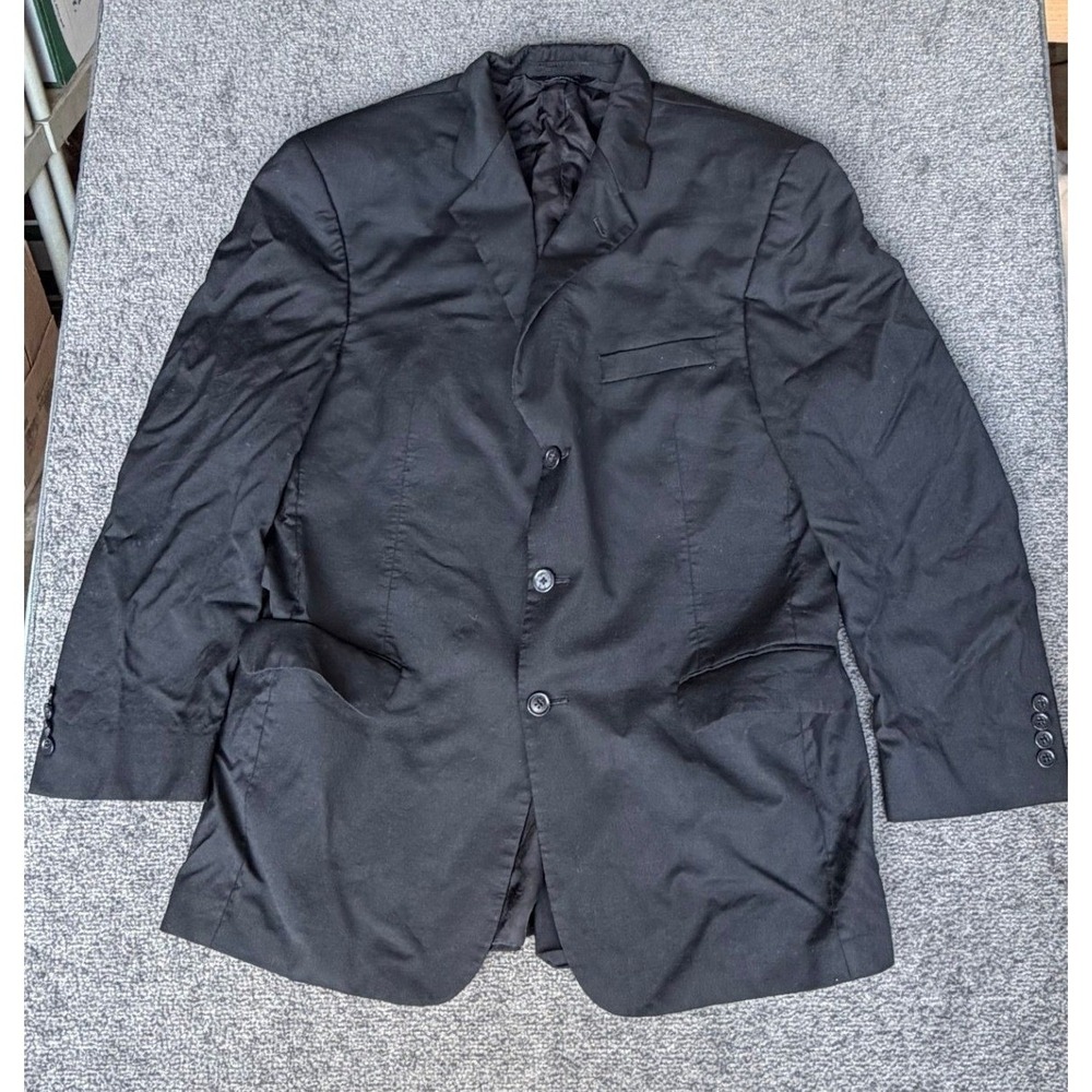 Jos A Bank Signature Collection Mens 42 RG Black 100% Wool 3 Button Blazer Suit